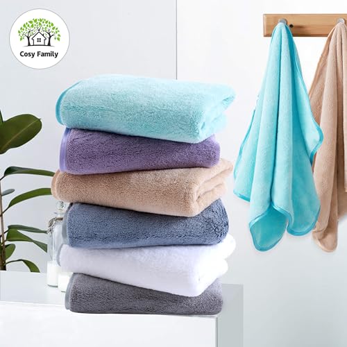 Cosy Family 6 Pack Ultra Soft Microfiber Absorbent Hand Towel, Silk Hemming Towels for Bathroom - Quick Drying - Perfect for Bath, Fitness, Gym, Shower, Hotel, and Spa - 16x28 Inch, Warm Color - Image 4