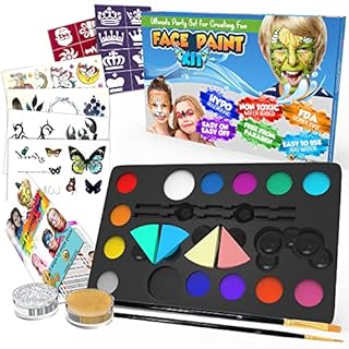 Desire Deluxe Face Painting Kit for Kids - 16 Colors of Non-Toxic, Easy to Use and Hypoallergenic Makeup Face Paint - Professional Halloween Makeup Kit, Birthday Activities for Kids Party