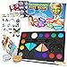 Produktbild Desire Deluxe Kinderschminke Set Geschenk für Kinder - auf Wasserbasis für Halloween, Fasching, Karneval, Glitter und Tattoo Schablonen - Weihnachten Spielzeug für Jungen und Mädchen 3 - 15 Jahr alt