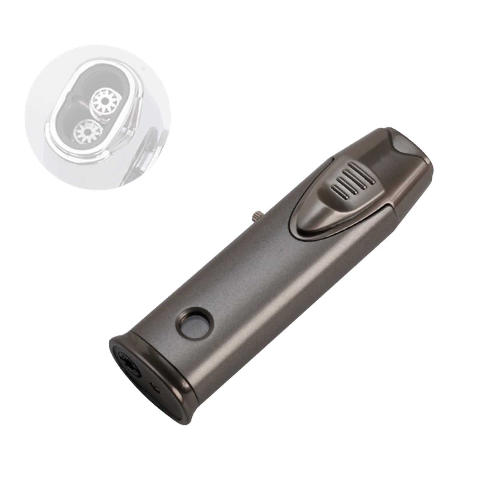 Encendedor de Antorcha Inflable de Metal Recargable a Prueba de Viento Antorcha de Gas Butano con Bloqueo de Seguridad y Tanque Visible Llama Ajustable para Hombres