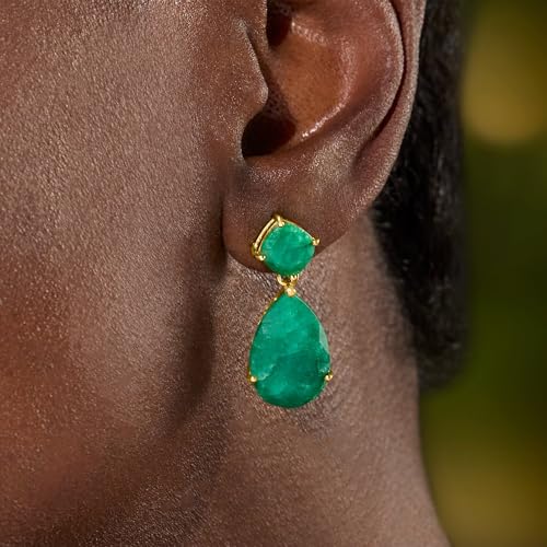 Ross-Simons 19.20 ct. t.w. Emerald Drop Earrings in 18kt Gold Over Sterling 6