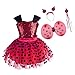 Lito Angels Kinder Mädchen Ladybug Marienkäfer Kostüm Tutu Kleid mit Flügeln, Haarreifen und Zubehör, Größe 5-6 Jahre 116, Rot Tupfen