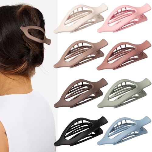 8 Pcs Flat Hair Clips for Women Girls, Flat Claw Clips for Thick Thin Hair, Hair Accessories Barrettes