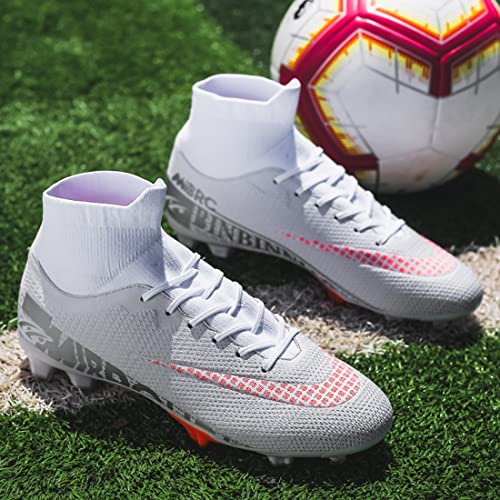 Fgcvx Men's Soccer Cleats Athletic Soccer Boots Sneaker Turf Football Shoes Firm Ground White #TOP3