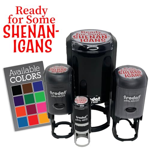 Ready for Shenanigans Saint Patricks Day Self-Inking Rubber Stamp Ink Stamper for Stamping Crafting Planners - 1 Inch Medium - Green Ink -  Sniggle Sloth, SINKRNDZ-MEDZZ-GRNZZ-0-D011344