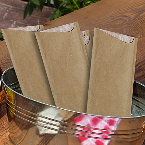 Pochettes à couverts kraft Hoffmaster pour protéger vos tables des poussières pack de 600