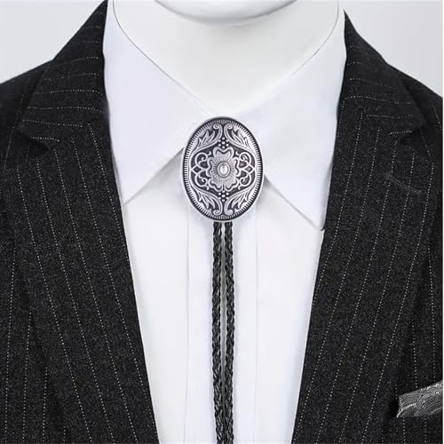 Image of GelConnie Floral Bolo Tie for Men Womens Bolo Tie Necklace Native American Black Men's Bolo Ties Western Cowboy Bolero Ties