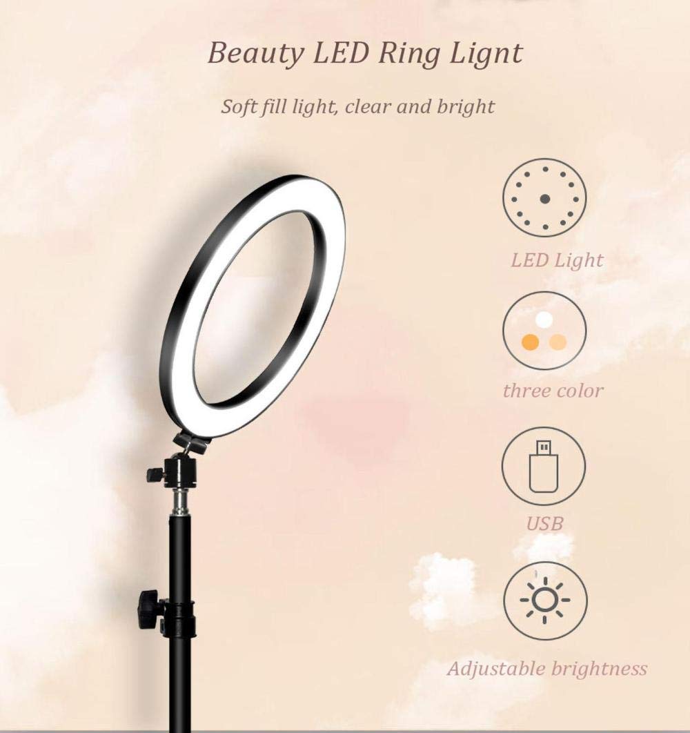 Anneau Lumineux 10 Pouces 3 Modes - Lampe Réglable Pour Vlog, Maquillage, Selfie - Port USB, Rotule Incluse