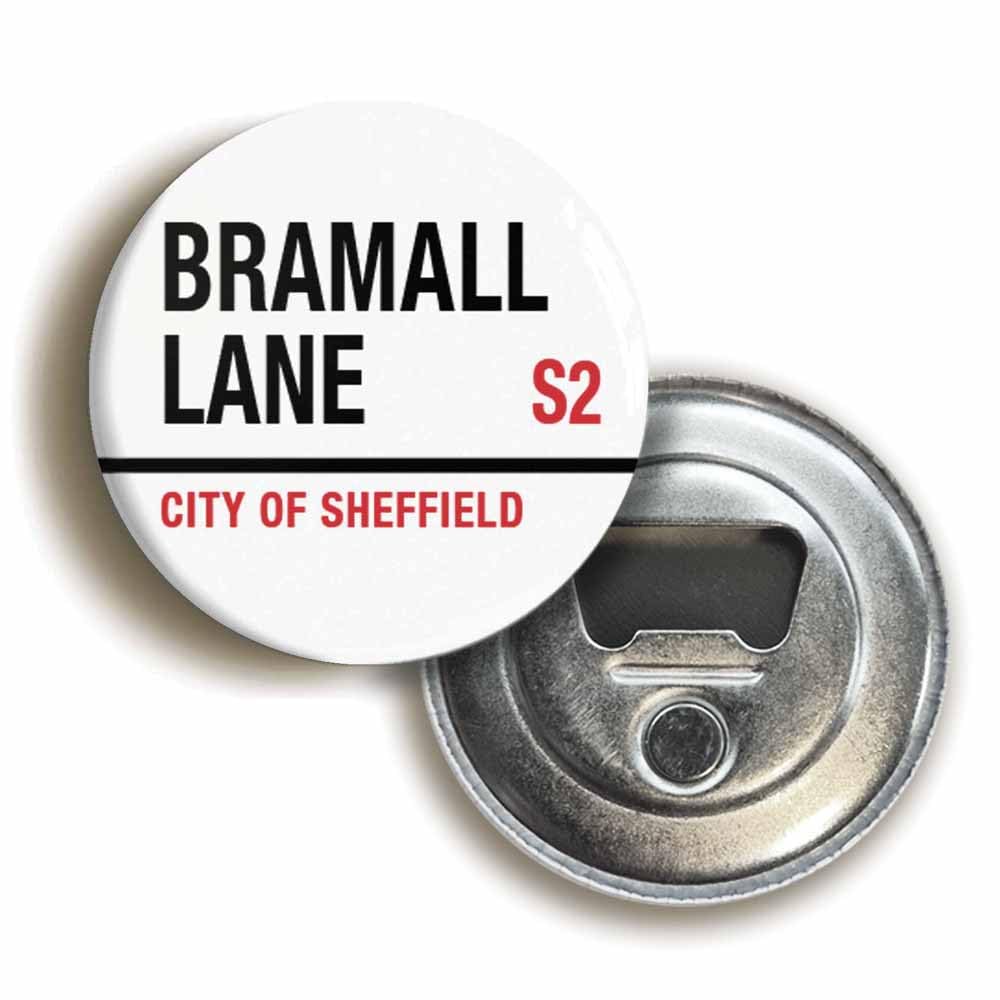 Bramall Lane S2 City of Sheffield Road Sign Bottle Opener Fridge Magnet (Circular 2.3inch / 59mm Diameter)