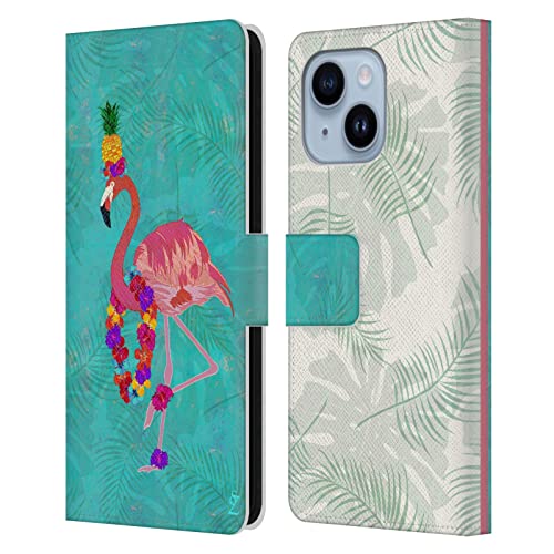 Étui portefeuille en cuir Suzan Lind Flamant pour iPhone 14 Plus