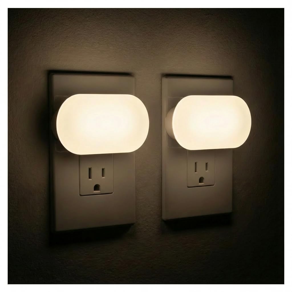 Lights by Night Mini Bright Night Light Plug-in Dusk-to-Dawn Sensor Adjustable Dimmable LED Up to 100 Lumens Ideal