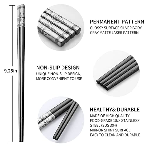 Tk Infinity- Stainless Steel Chopsticks And Chopstick Holder - Reusable Metal Chopsticks - Sushi Kit For Japanese Food - Chopsticks With Case And Great Couple Gift Set (S304,8.5In, Black Colour) #TOP4