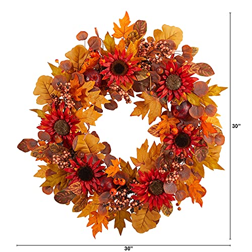 Nearly-Natural-30in-Fall-Acorn-Sunflower-Berries-and-Autumn-Foliage-Artificial-Wreath Nearly Natural 30in Fall Acorn Sunflower Berries and Autumn Foliage Artificial Wreath