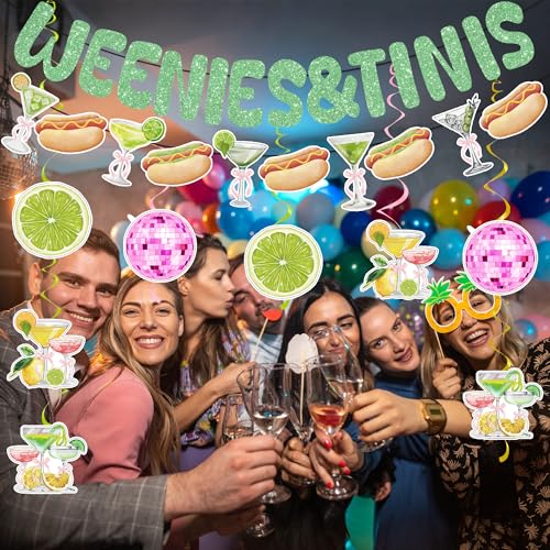 Image of Wennie Tinis Martini Party Decorations Include Wennie Tinis Banner and Hanging Swirls Hot Dog Wennie Tinis Theme Party Supplies for Bachelorette Party