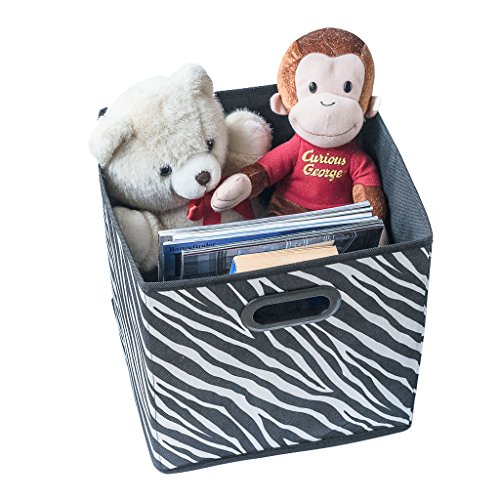 Prorighty [4-Pack, Zebra Pattern] Storage Bins, Containers, Boxes, Tote, Baskets|Black&White Collapsible Storage Cubes Nursery Office Organization | 12inch Cubes - Thumbnail 7