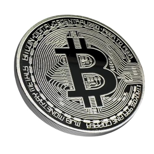 Collector's Edition Bitcoin Coin - Commemorative Cryptocurrency Collectible in Protective Acrylic Display Case - Perfect for Crypto Enthusiasts, Coin Collectors, and Gifts (Silver)