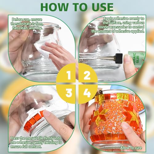 JAOJAO Mosaic Glue, Mosaic Tile Glue Strong Adhesion Transparent After Curing Flexible for DIY Crafts for Glass Ceramic Wood Plastic Indoor and Outdoor Use, 100g - Image 6