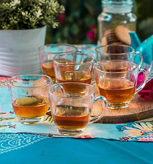 Image of Premium Glass Tea & Coffee Cups Set of 6, 250 ML Transparent Glass Mug with Handle for Coffee,Green Tea, Hot & Cold Beverages, Stylish Clear Drinking Cups for Home Kitchen Cafe (CTZ - 30)