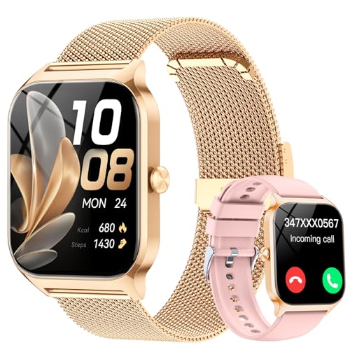 Reloj Inteligente Mujer con Llamadas y Voz de Al, Whatsapp Notificaciones,1.85' Smartwatch Mujer con SpO2/Pulsómetro/Monitor de Sueño,120+ Modos Deportes, IP68 Regalo para iPhone Android, Dual Straps