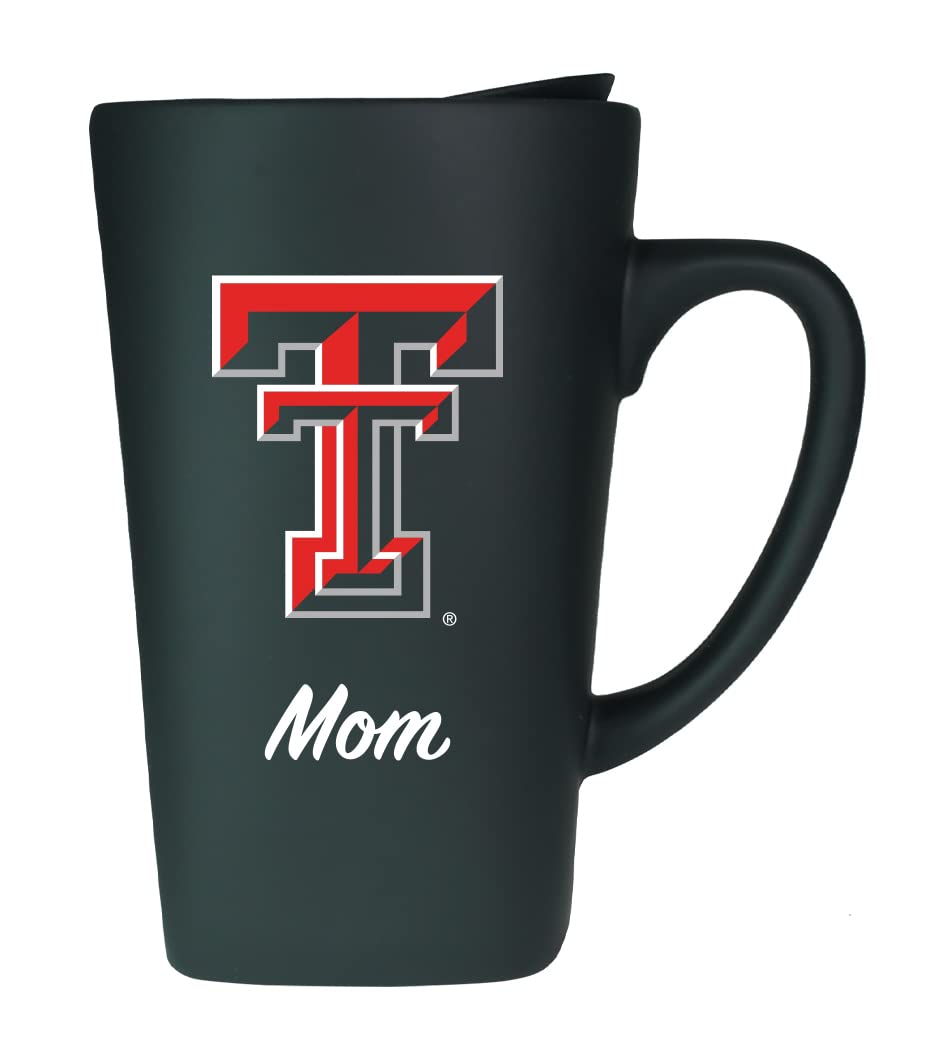 Texas Tech University Mom 16oz Soft Touch Ceramic Travel Mug with Lid - Black