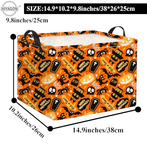 Image of Rectangular Halloween Basket for Boys and Girls Kids Trick or Treat Pumpkin Basket for Halloween Parties Cute Storage Bin Organizer Box Room Decor(Spider Halloween)