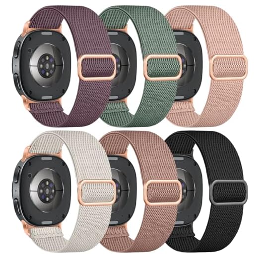 Easuny 6 Pack Stretchy Bands Compatible with Samsung Galaxy Watch 8 Band 40mm 44mm, Samsung Galaxy Watch 8 Classic 46mm Loop, Elastic Nylon Fabric No Gap Sport Strap Replacement for Women Men
