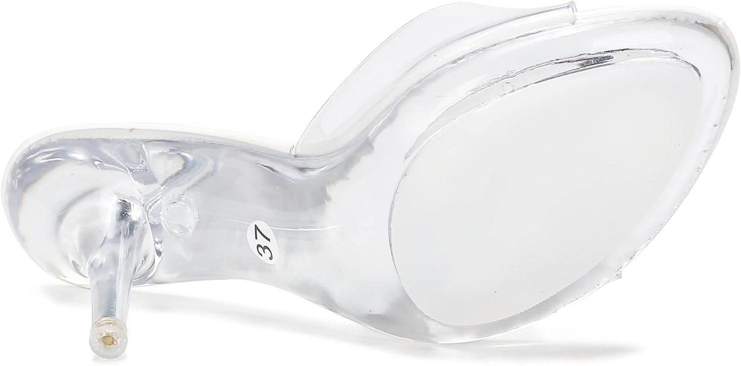 NBUUNBU Silver Clear Heels For Women Dress Shoes Transparent Strap Sexy Stilletos Heels Open Toe High Silver Heeled Sandals Pump Mules - Image 8