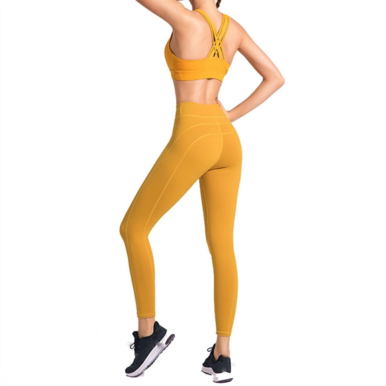 Strój do jogi damski fitness zestaw odzieży sportowej, 2-częściowy strój damski sportowy biustonosz joga legginsy zestaw trening fitness spodnie seksowne paski krzyż tył tank topy odzież siłownia bieganie trening najlepsze legginsy