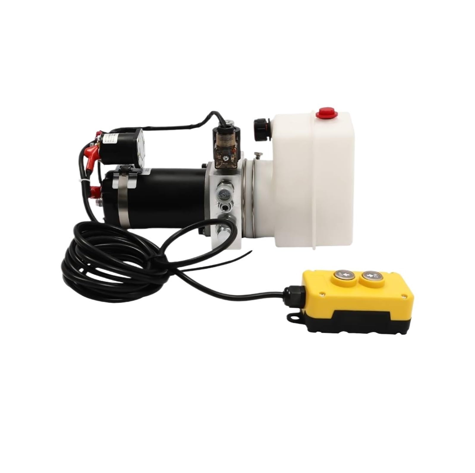 Small 800W Electric Hydraulic Pump with Remote Control,1.5L Copper Wire Motor,DC12V Single-Acting Power Pump for Dump Trailer