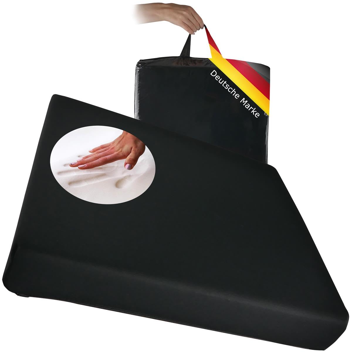 Supply24 Gel/Gelschaum Sitzkissen Schwarz - Verstellbarer Härtegrad 40x40x8 cm - Dekubitus-geeignetes Sitzpolster für Büro, Auto, Rollstuhl & Reisen - Druckentlastend & Langlebig
