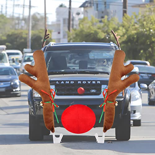 Angooni Christmas Reindeer Antlers & Nose For Car Auto Decoration, Cute Rudolph Reindeer Jingle Bell Added To Holiday Spirit(Large Size) #TOP4