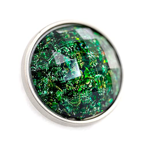 Craftisum 20 Pcs Beveled Cut Glass Green Crumpled Stamping Foil Layer Metal Sewing Shank Buttons For Coats -25Mm -1" #TOP2