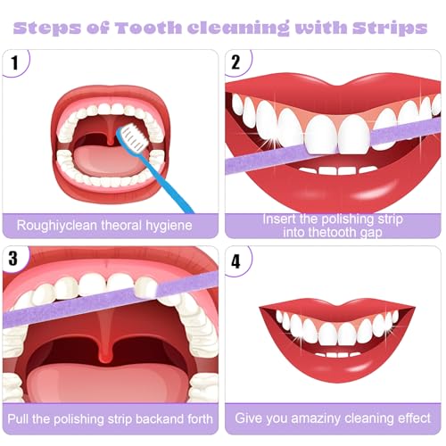 Qianyu 60 Stück Zahnschleifpapier für Zwischenräume Zahn Schleifpapier Dental Schleifstreifen Zahn Polierstreifen Zähne Polieren Finishing Gloss Contouring Tool Kit Für Die Tiefenreinigung Von Zähnen