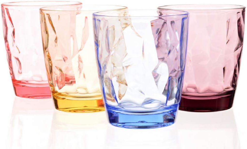 YINJOYI Plastic Tumblers Drinking Glasses Set Unbreakable