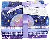 Little Feet Boutique Fat Quarter Bundle 5pcs, Cotton Flannel Fabric, 18 x 21 inches, Celestial