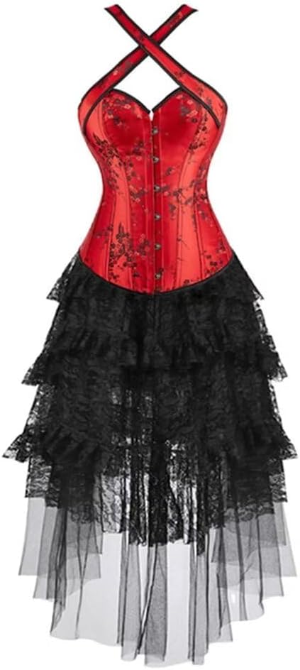 Hengzhifeng Women Wedding Renaissance Overbust Corset Top with Tulle Skirt