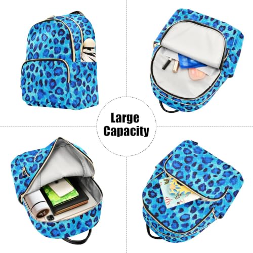 Image of ALAZA Blue Leopard Pattern Animal Medium Backpack Purse for Women Travel Bag Fashion Daypack Back Pack Shoulder Bag