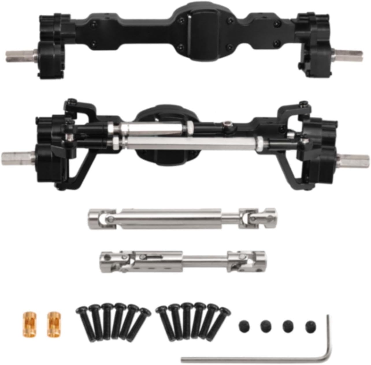 Front and Rear Axle Set Metal Front Rear Axle Assembly Set RC Car Axles for C8815 RC Car Model 1/10 DIY Accessory, Black