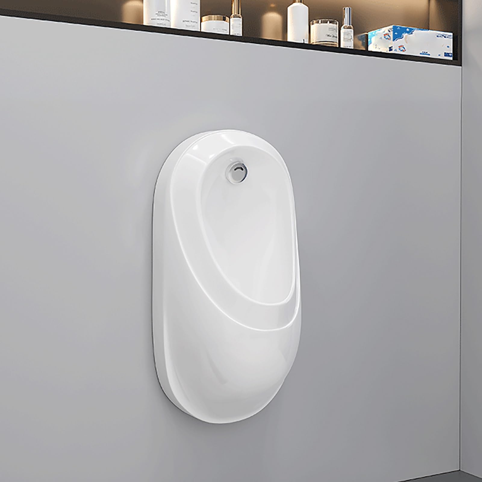 Cerámica Urinario con Descarga Inteligente para Hombres, Desviador de Orina de Montaje en La Pared para Uso Doméstico y Comercial, para uso Familiar, Hotel, Escuela