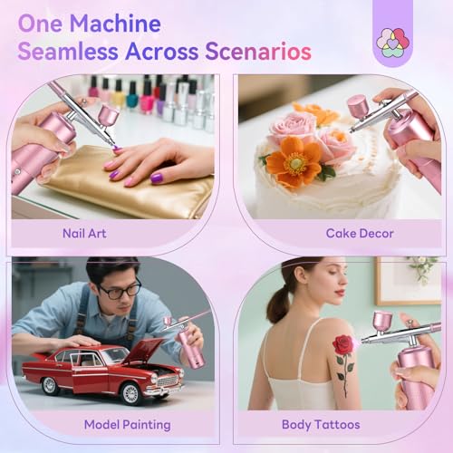 Image of SAVILAND 30 PSI Airbrush Kit: 3X Instant Atomization Airbrush for Nails Limitless Nail Art Creativity Salon-Perfect Results Three-Mode 0.3S Instant Color Airbrush for Ombre French Paint Set