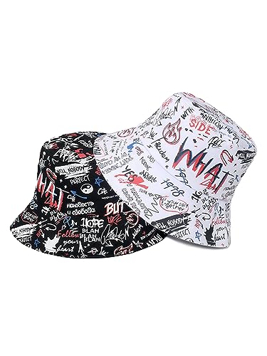 Image of Packable Reversible Printed Bucket Hat Unisex for Men Women Beach Fisherman Cap
