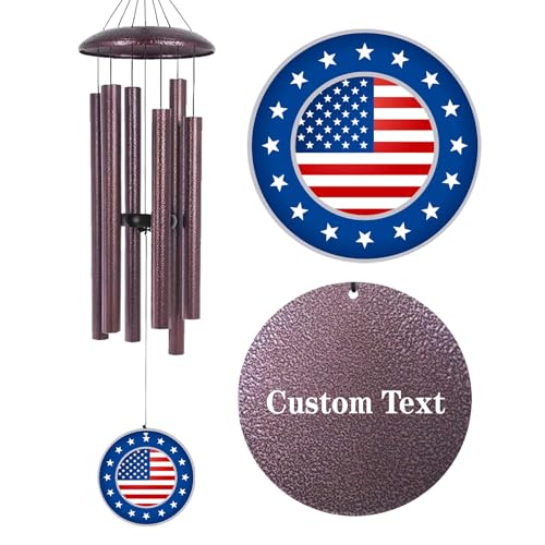 Image of Personalized Wind Chimes for Memorial Retire, Deep Tone 30 inch /36 inch /45 inch Wind Chime Custom Gifts for Soldiers Police Officers, Memory Day Gift for Dad Mom Garden Decorate