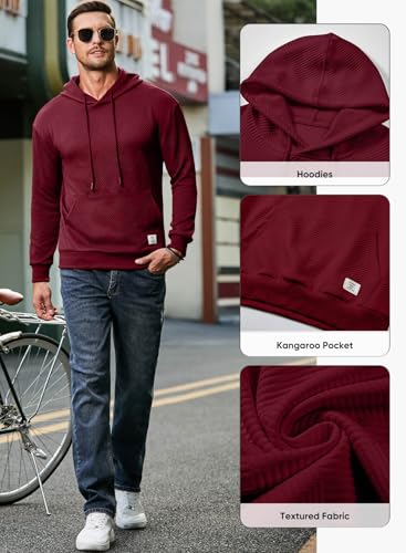 Image of JMIERR Mens Hoodies Sweatshirts Texture Hooded Collar Drawstring Long Sleeve Casual Pullover Shirt