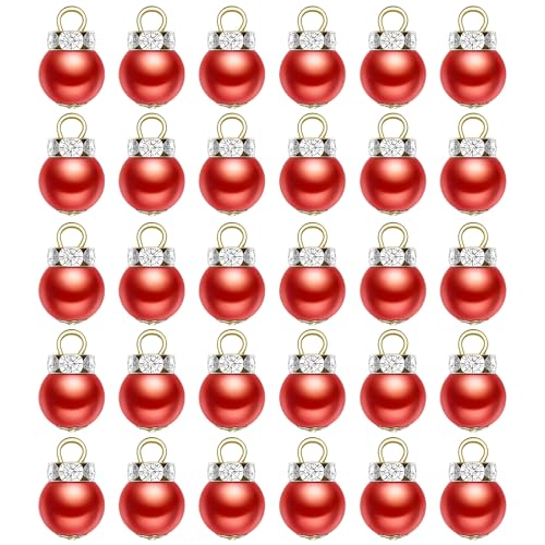 Kleine Weihnachtskugeln 30 Stück Mini Christbaumkugeln Miniatur Weihnachtsdeko 1 cm Größe Rote Farbe Perfekt Für Weihnachtsbaum Dekoration