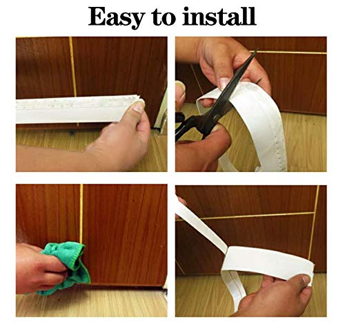 Weather Stripping Silicone Seal Strip Door Bottom Strip Silicone Sealing Sticker Adhesive for Doors and Windows Gaps of Anti-Collision,16 Ft - Thumbnail 4