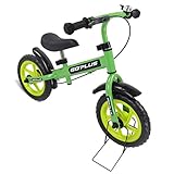 Goplus 12' Kids Balance Bike, No Pedal Bicycle w/Adjustable Height, Bell Ring, Stand, Fender for Ages 3 to 6 Years, Pre Bike Push Walking Bicycle (Green)