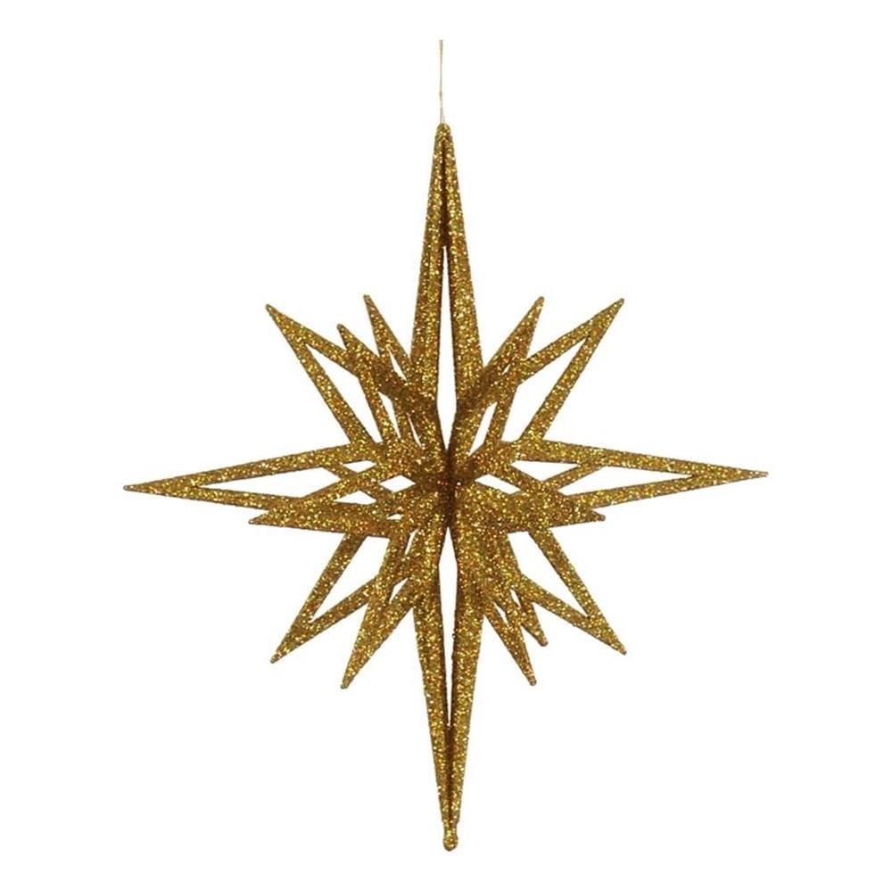 Vickerman 3D Star con Iridiscente Brillante con Purpurina, Dorado, 16 Pulgadas