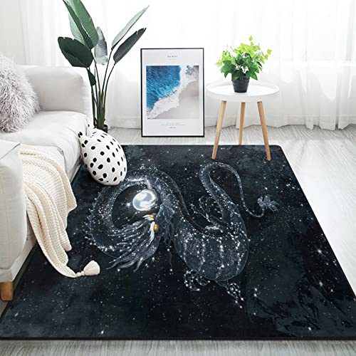 ALAZA Dark Starry Night Dragon Area Rug Rugs for Living Room Bedroom 7  x 5 
