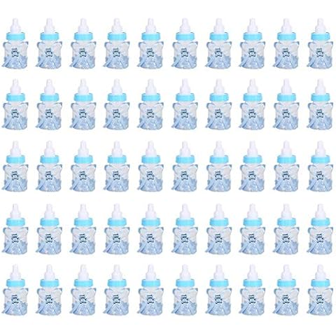 Candy Bottle Baby Shower,50Pcs Candy Baby Bottle Fillable Favors Bottle Plastic Feeding Bottle Sweets Box with Bear for Newborn Christening Birthday Decoration Party Gifts Cover