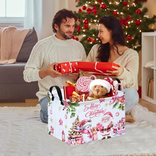 Image of Christmas Basket Box Hamper Storage Basket Collapsible Organizer Bin Gift Shelf Baskets for Home and Kitchen Storage